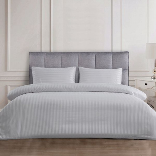 Nova Home UltraStripe Hotel Style Duvet Cover Set, Twin Size, Grey Color