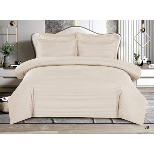 Nova Home UltraStripe Hotel Style Duvet Cover Set, Twin Size, Sand Color