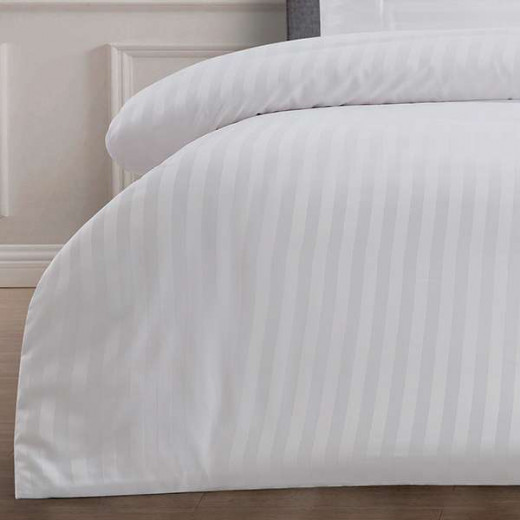 Nova Home UltraStripe Hotel Style Duvet Cover Set, Queen Size, White Color