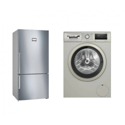 Bosch Series 6 free-standing fridge with freezer + Washing machine Silver