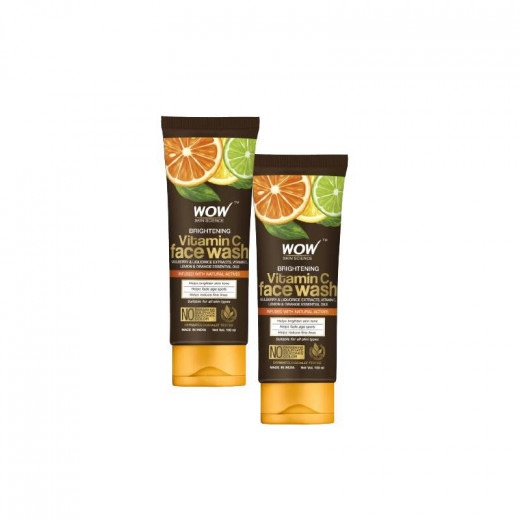 Wow Skin Science Brightening Vitamin C Face Wash Tube, 100ml, 2 Packs