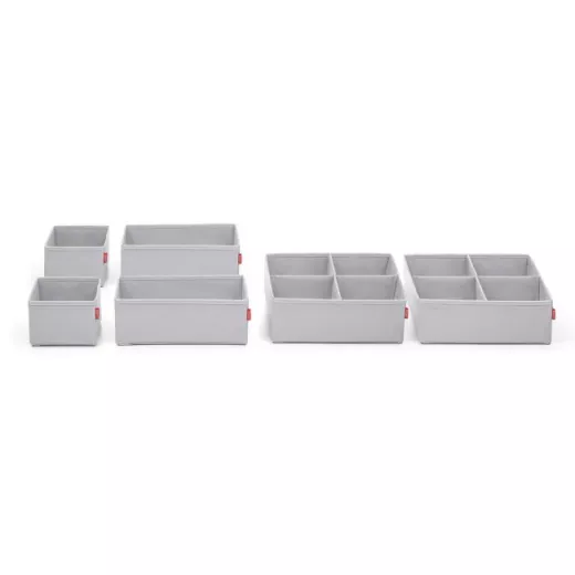 Rayen | Foldable Drawer Organizer, 6 boxes in different sizes, Light Grey