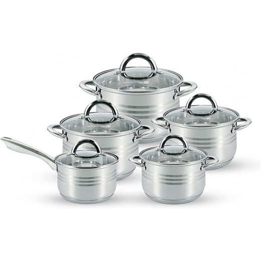 Royalford 10Pcs Stainless Steel Cookware Set, RF10390