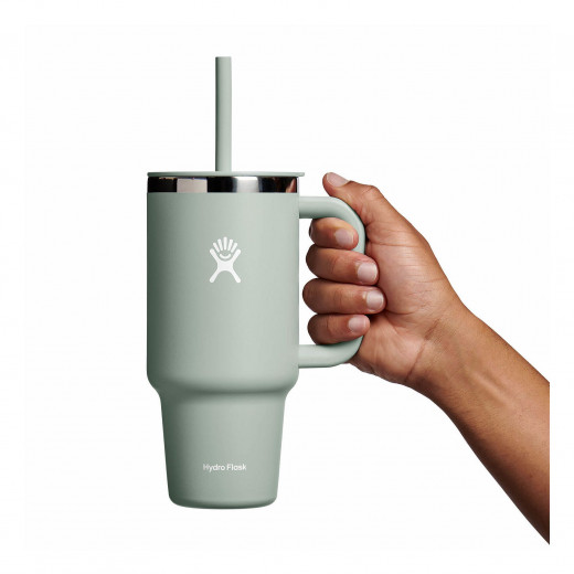Hydro Flask - Travel Tumbler 946 ml (32 oz) with Closable Press-In Straw Lid, AGAVE