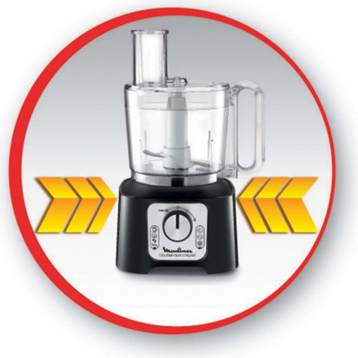 Moulinex Robot Multifonction + 9 Accessories FP546811 Double Force Compact Multifunctional Food Processor Stainless Steel 18/1337, Black and Dark Grey