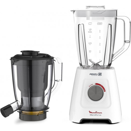 MOULINEX Blender, BlendForce 2-in-1 2L Blender Mixer with 1L Juicer Jar, Powelix Technology, LM42Q127