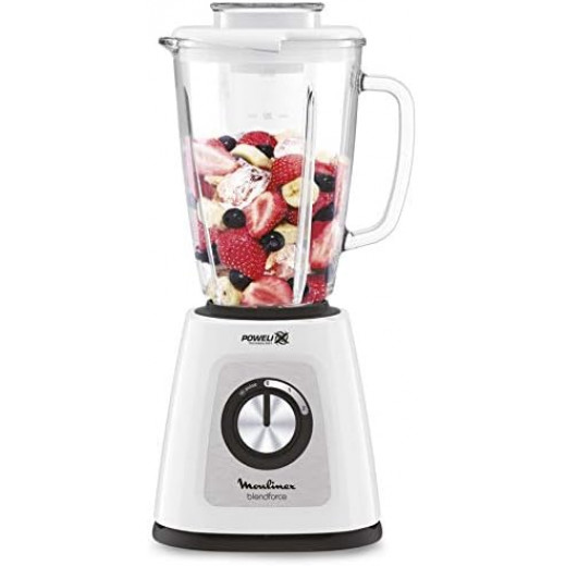 Moulinex Blendforce Glass Blender, White, 1.75 L, 700 W, LM435127