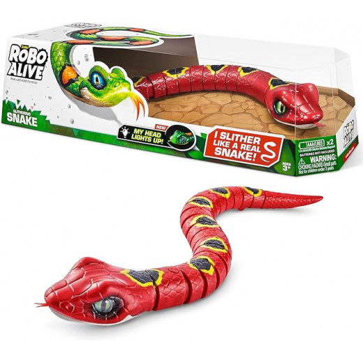 Robo Alive Slithering Snake Series 3 Red by ZURU Battery-Powered Robotic Light Up Reptile Toy That Moves (Red), Multi-Color