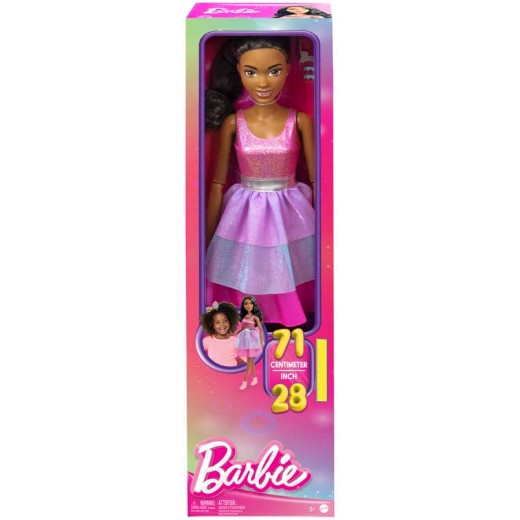 Barbie Large Barbie Doll with Black Hair, 28 Inches Tall, Shimmery Pink Dress