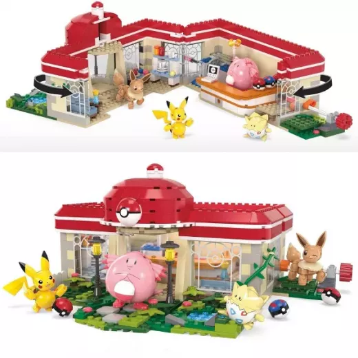 MEGA Pokemon Building Toy Kit, Forest Pokémon Center with 4 Action Figures - 648pcs