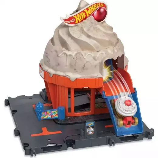 Hot Wheels City Downtown Ice Cream Swirl Track Set