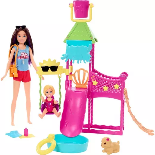 Barbie Skipper Doll and Waterpark Playset with Working Water Slide and Accessories First Jobs