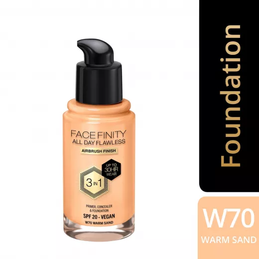 Max Factor Facefinity All Day Flawless 3 in1 Foundation 30ml W70 WARM SAND