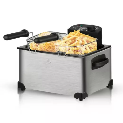 Raf Stainless Steel Electric Deep Fryer With Adjustable Temperature Control, 5 L , Silver, 2000W