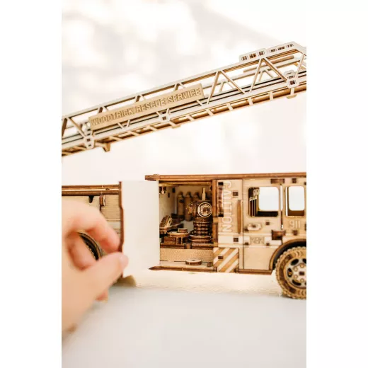 Wood Trick Rescue Firetruck Wooden 3D Puzzles for Adults and Kids to Build