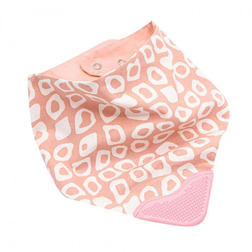 BabyJem Double Sided Poplin Apron Bib With Teether - Pink