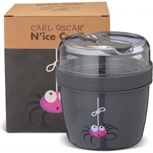 Carl Oscar N'ice Cup™ Snack container with cooling element - 0.5 L - Including Cutlery - Black