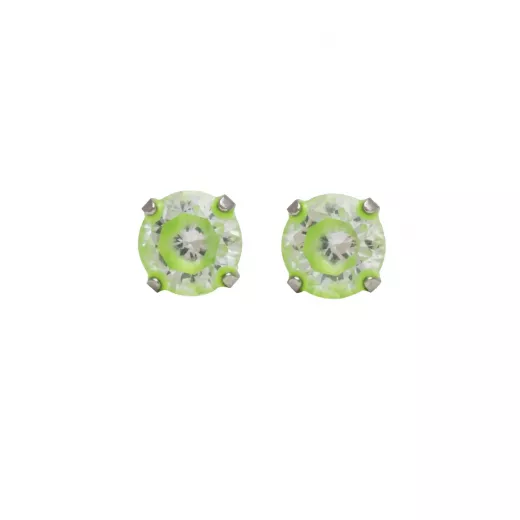 Studex 5MM Cubic Zirconia Neon Green Allergy-Free Stainless Steel Ear Studs