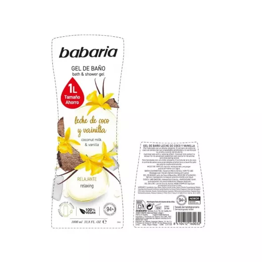 Babaria Bath Gel Coconut And Vanilla Milk X 1L