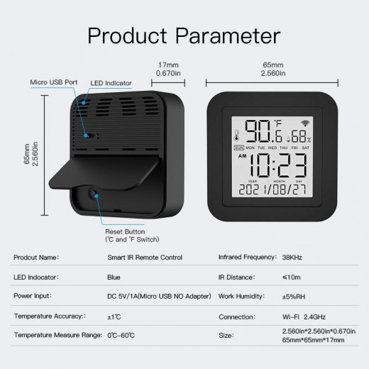 Moes Tuya Temperature & Humidity Sensor with Infrared Remote Controller