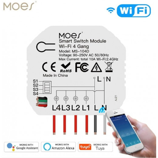 Moes Wifi Mini Quadruple  Smart Switch