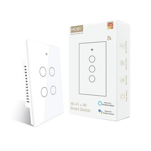 Moes 2.4GHz WiFi Wall Touch Smart Switch Neutral Wire Required,