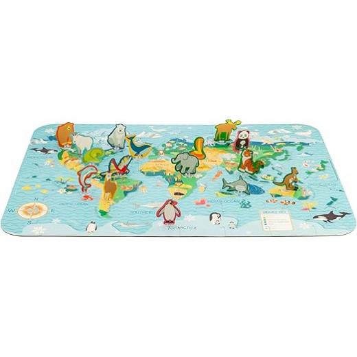 Stephen Joseph, World Map Puzzle Animal Biomes with 3D Animal Pieces – Includes 16 Play Pieces with Fun Facts and Stands, Includes 8.5 x 11 Poster, Jigsaw Puzzle for Girls & Boys 3+ Years