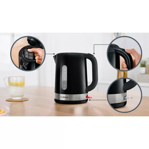 Bosch ComfortLine  Kettle 2200 W 1.7 L Limescale Filter Automatic Shut-Off Black