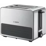 Bosch Compact Toaster, Defrosting/Crushing Function, 1050 W, Stainless Steel/Black & WMF Lono Sandwich Maker, for 2 Standard or XXL Toasts, 2-Level Height Adjustment, Matte Stainless Steel