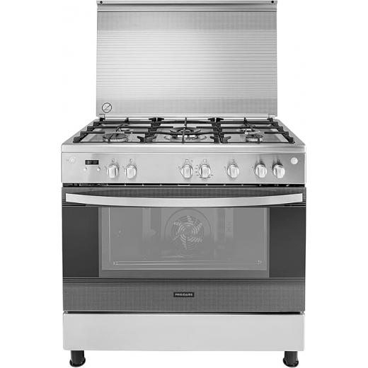 90cm 5-burner gas cooking range with 126.9L self-cleaning oven - Stainless steel