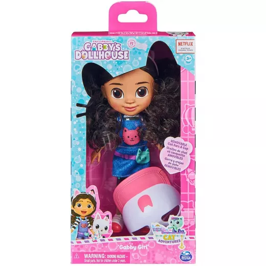 Gabby's Dollhouse, 8-inch Gabby Girl Doll (Travel Edition) with Accessories, Kids Toys for Ages 3 and up