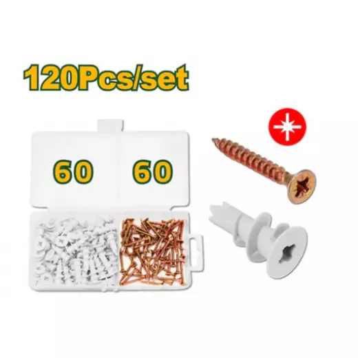 Jadever 120 Piece Spiral Gypsum Board Screws and Wedges Set