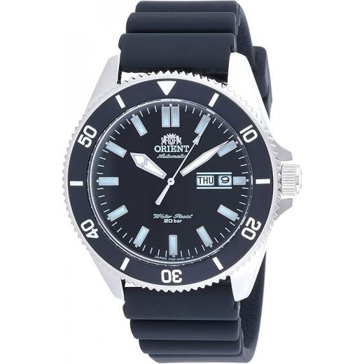 Orient Automatic Black Dial Rubber Band Watch For Men