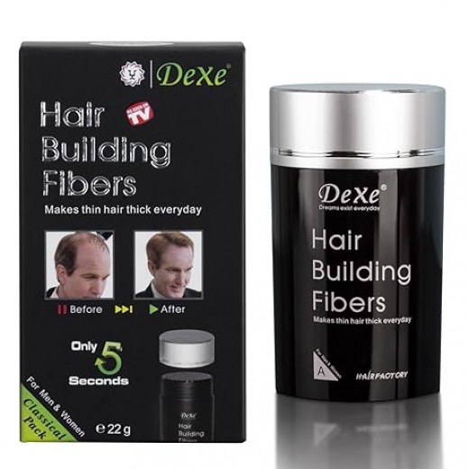 Dexe Hair Building Fibers Color Powder Instantly Thicken Thinning Hair for Men and Women (Medium Brown)