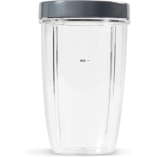 Nutri Bullet 24oz Tall Cup with Standard Lip Ring, Clear/Gray