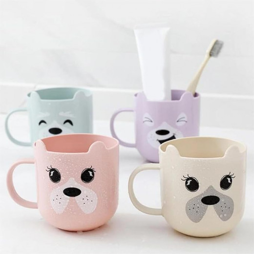 High Quality Cute Cartoon Toothbrushing Cup Children′s Tooth Cup Gargle Cup with Handle peach 3.4W x 3.5H