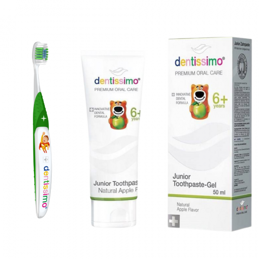 Dentissimo Toothpaste Gel for Kids with Toothbrush Ages 6+ Years -