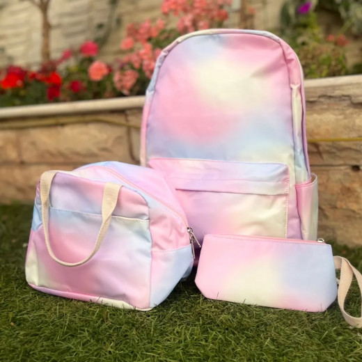 Girls School Backpack Backpack with Lunch Bag & Pencil Case Rainbow Design