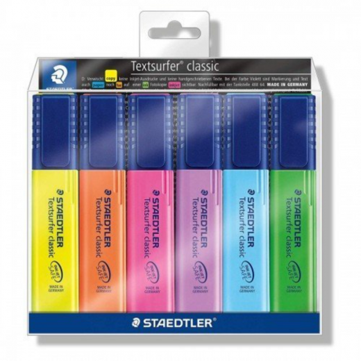 Staedtler Textsurfer Classic Highlighter - Assorted Colours (Wallet of 6)