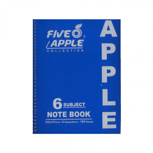 K Back To School | Five Apple Notebook 6 Subject A4 | Random Color