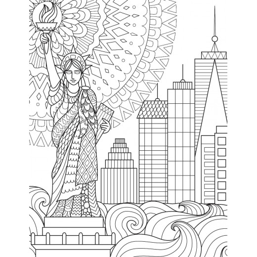 Dreamland cityscape coloring book for adults