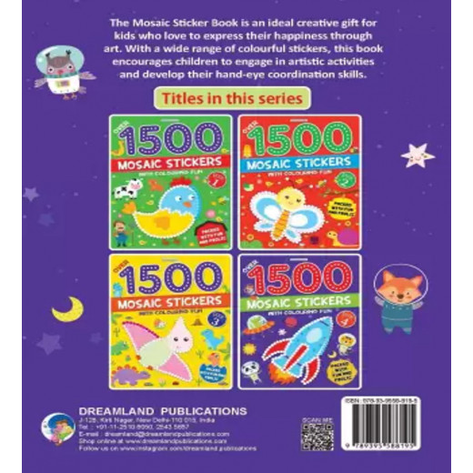 Dreamland 1500 Mosaic Stickers Book with Coloring Fun