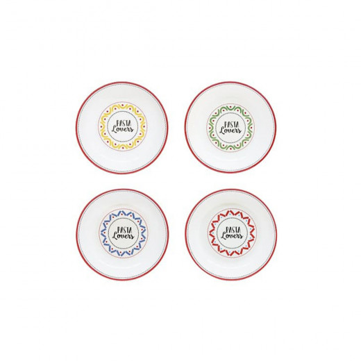 Easy Life Pasta Lovers 4-Piece 20cm Pasta Plate Set - Multicolored