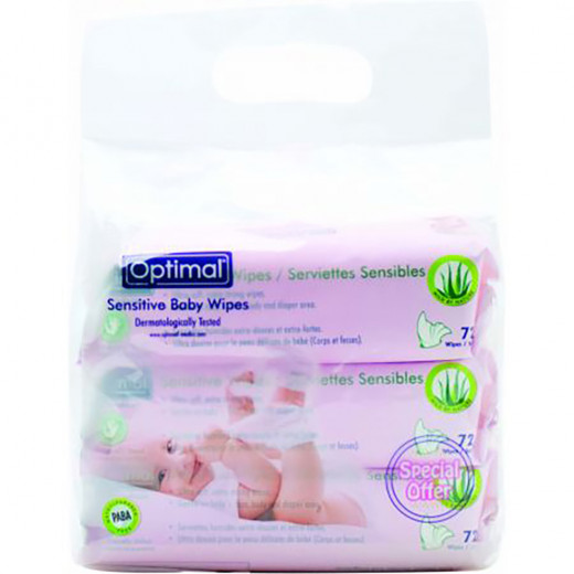 Optimal Sensitive Baby Wipes Pack Of 3