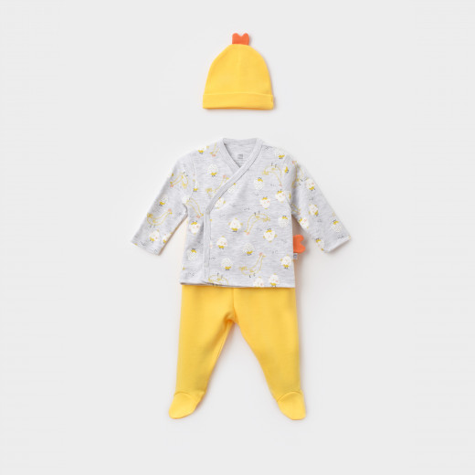 Bi̇Baby Chick and Chick 3 Pieces Set Yellow (0-3 Months)