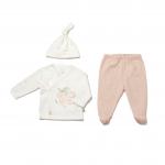 BiOrganic Koala Jungle Baby Side Snap Shirt Baby Set 3 Pcs Pink (3-6 Months)