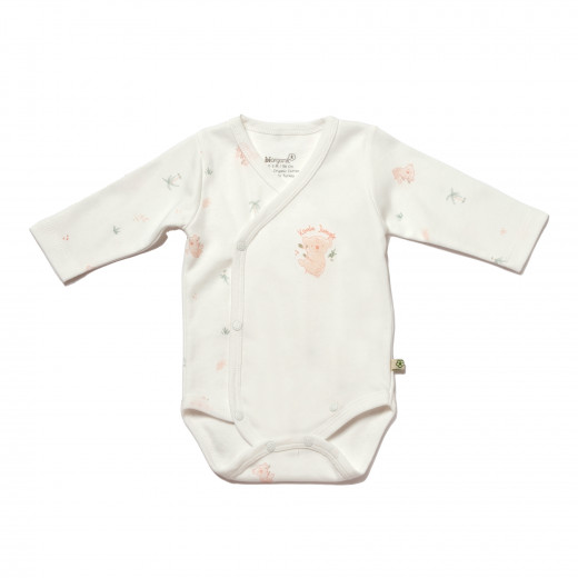 BiOrganic Koala Jungle Side Snap Body Long Sleeve Pink (3-6 Months)