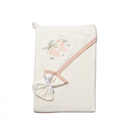 BiOrganic Koala Jungle Hooded Towel Pink (Size 85*90)