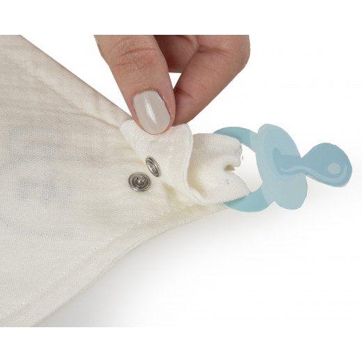 Babyjem Muslin Bib With Pacifier Hanger Ecru