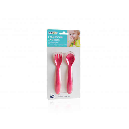 Babyjem Baby Spoon And Fork Set Red